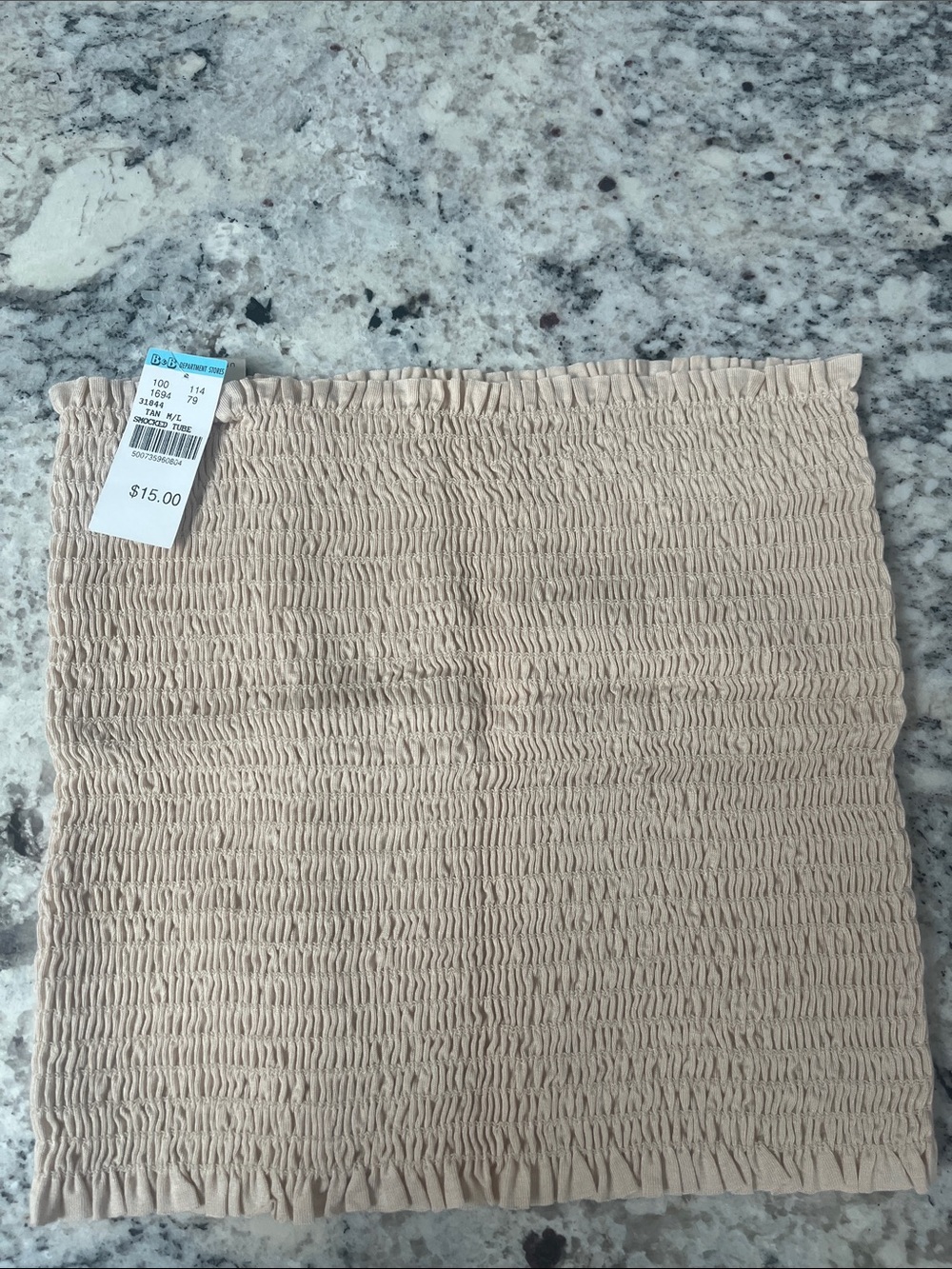 Beige Smocked Tube Top